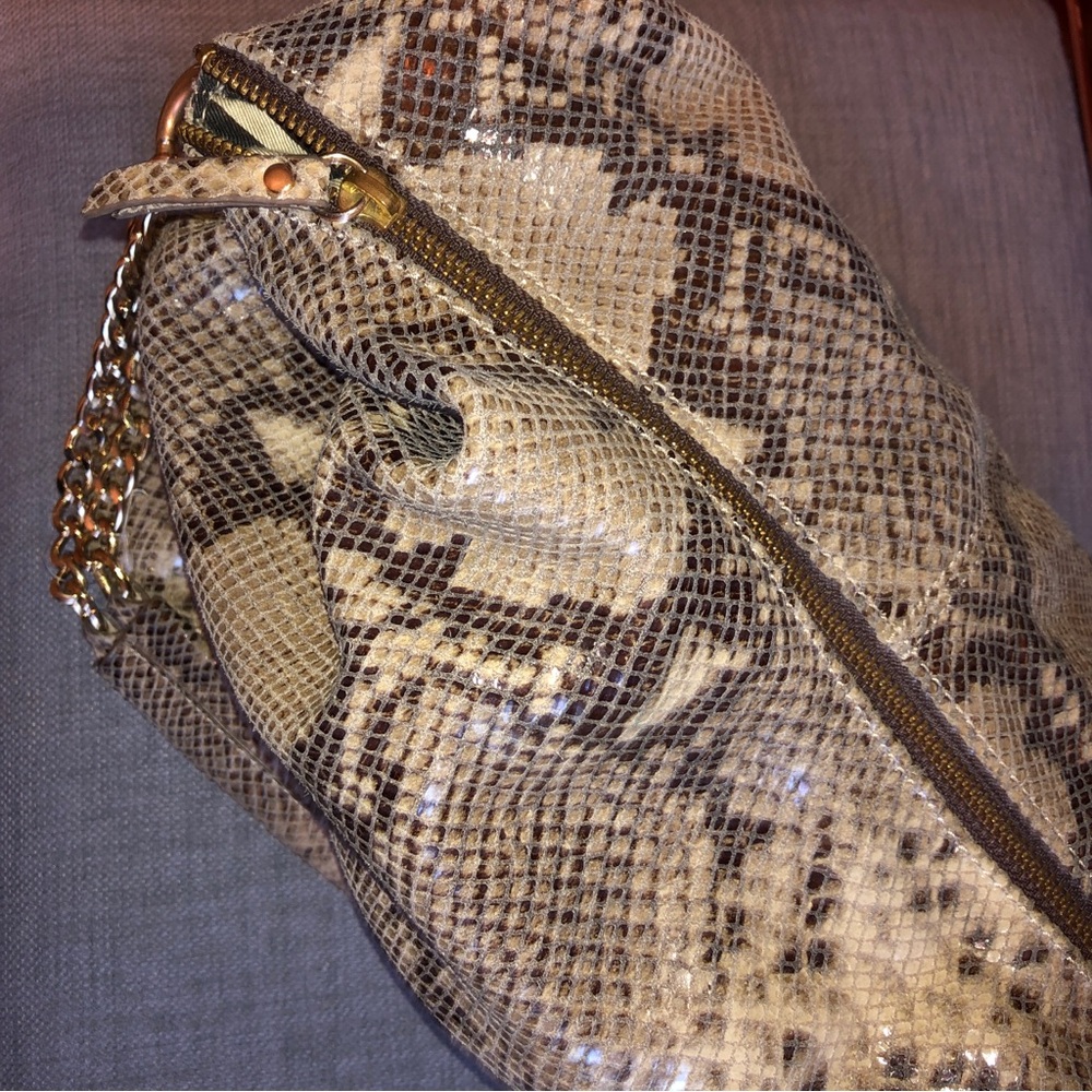 NWOT Cynthia Rowley Python Snakeskin Leather Large Shoulder Bag Purse - Picture 12 of 16